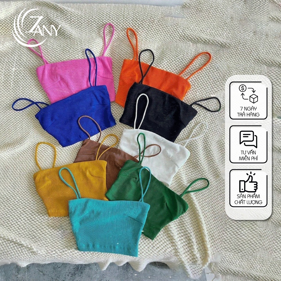 Áo Croptop ZANY 2 Dây Sợi Bún Kiểu Ống Dáng Ôm Thon Gọn Mặc Trong Siêu Mát Cho Mùa Hè