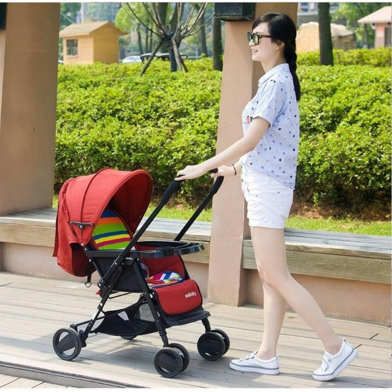 Xe đẩy trẻ em đa năng Seebaby T11 màu đỏ