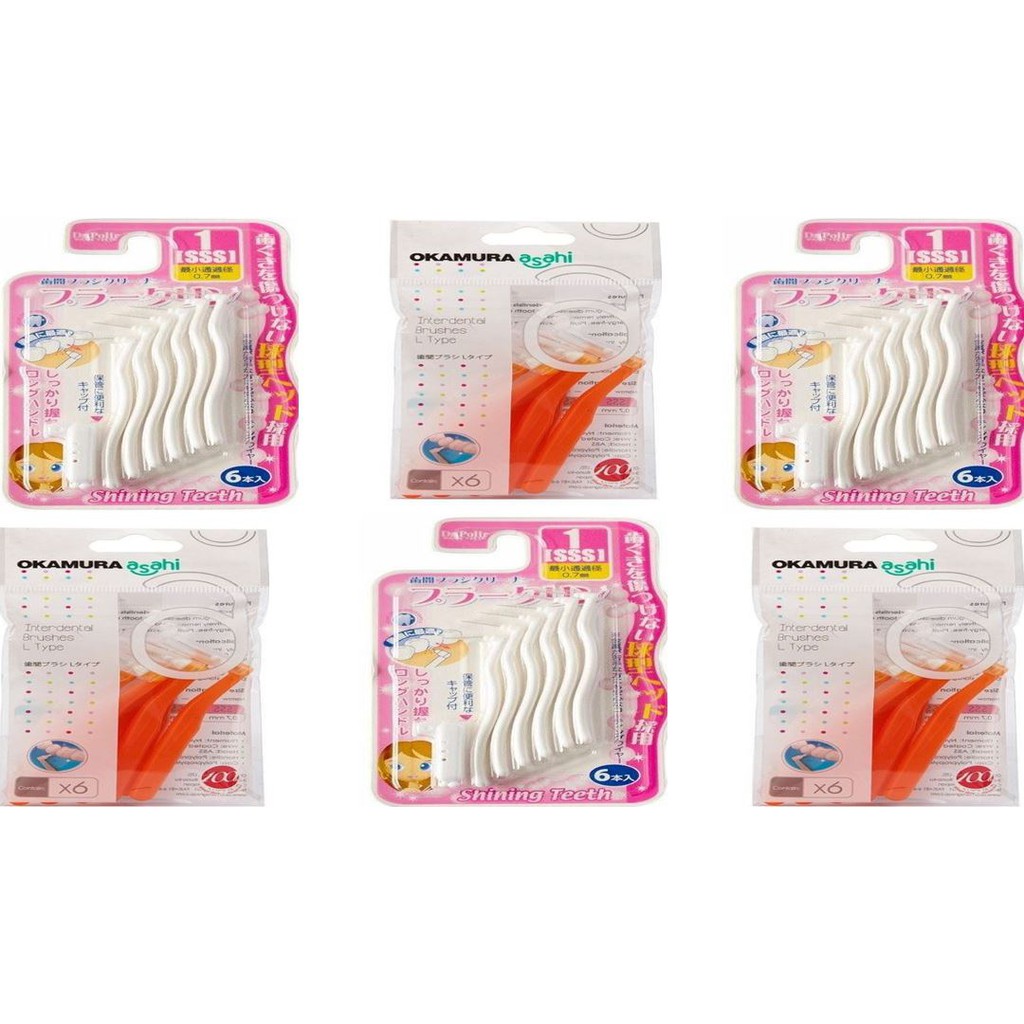 Combo 3 Gói bàn chải kẽ răng cao cấp Nhật dạng L - Okamura (Japan) và dạng L gói 6 chiếc- DR.POLIR (Japan)