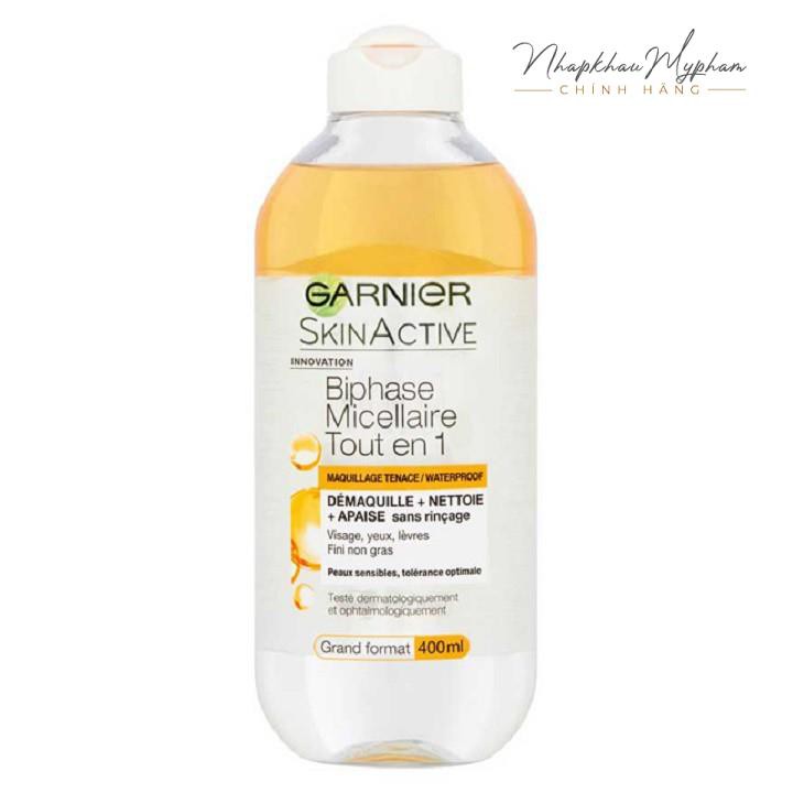 [Auth] Tẩy Trang Garnier Skinactive Biphase Micellaire Tout en 1 dầu vàng 400ml