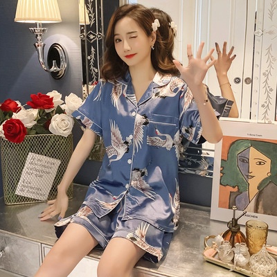 Bộ Đồ Ngủ Ngắn Tay Bằng Lụa Mát Thời Trang Mùa Hè Dành Cho Nữ Và Nam