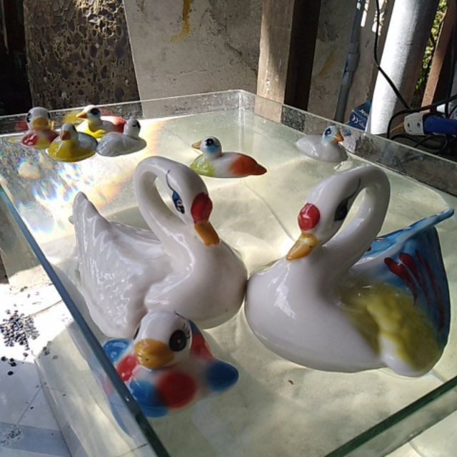 Vịt nổi trên mặt nước,tượng vịt con,thiên nga