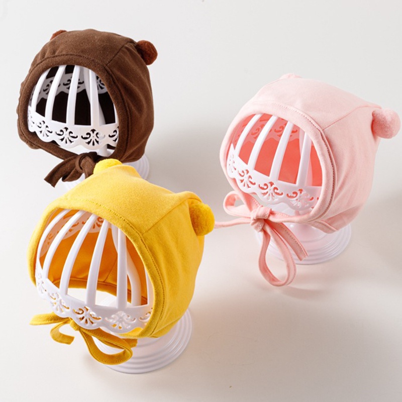 Mũ Beanie Hai Lớp Đính Bóng Lông Dễ Thương Cho Bé Sơ Sinh
