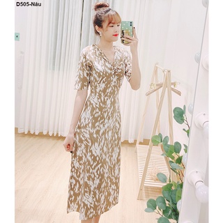 D505 ĐẦM LỤA HOA DÁNG DÀI