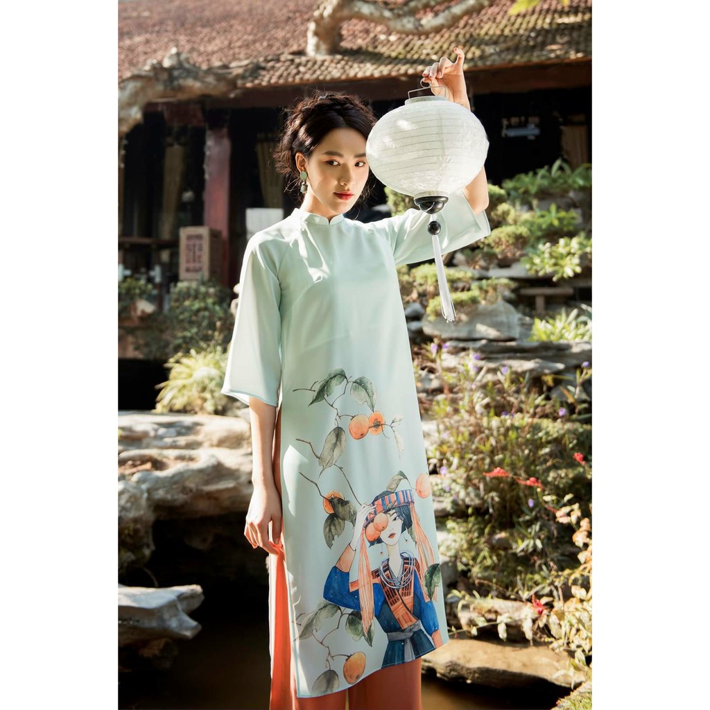 Áo dài tay voan🎀FREESHIP🎀 Áo dài lụa in hình cô gái độc lạ [ao dai cach tan] | BigBuy360 - bigbuy360.vn