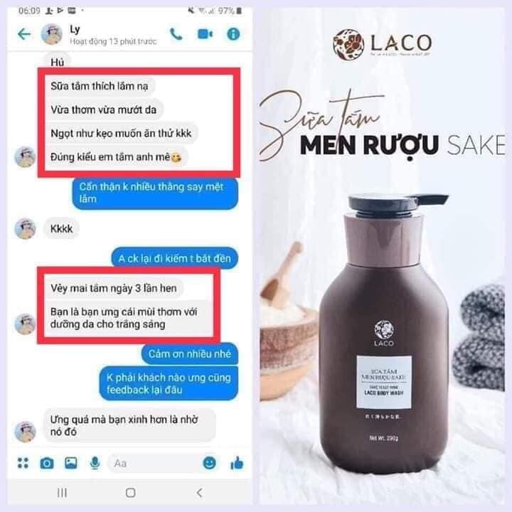 (Gói test)Sữa Tắm Laco 💝FREESHIP💝  Sake Sữa Tắm Làm đều màu da giảm mụn lưng viêm lỗ chân lông - Laco Dạng Kem 5ml | BigBuy360 - bigbuy360.vn