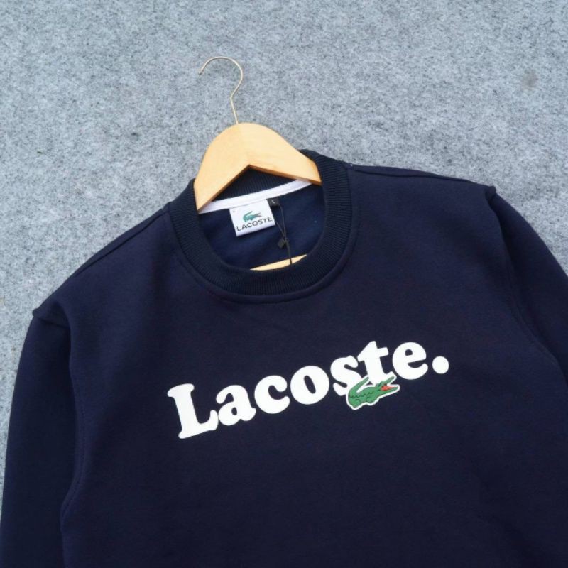 Áo Sweater Lacoste Cổ Tròn Màu Xanh Navy Đen