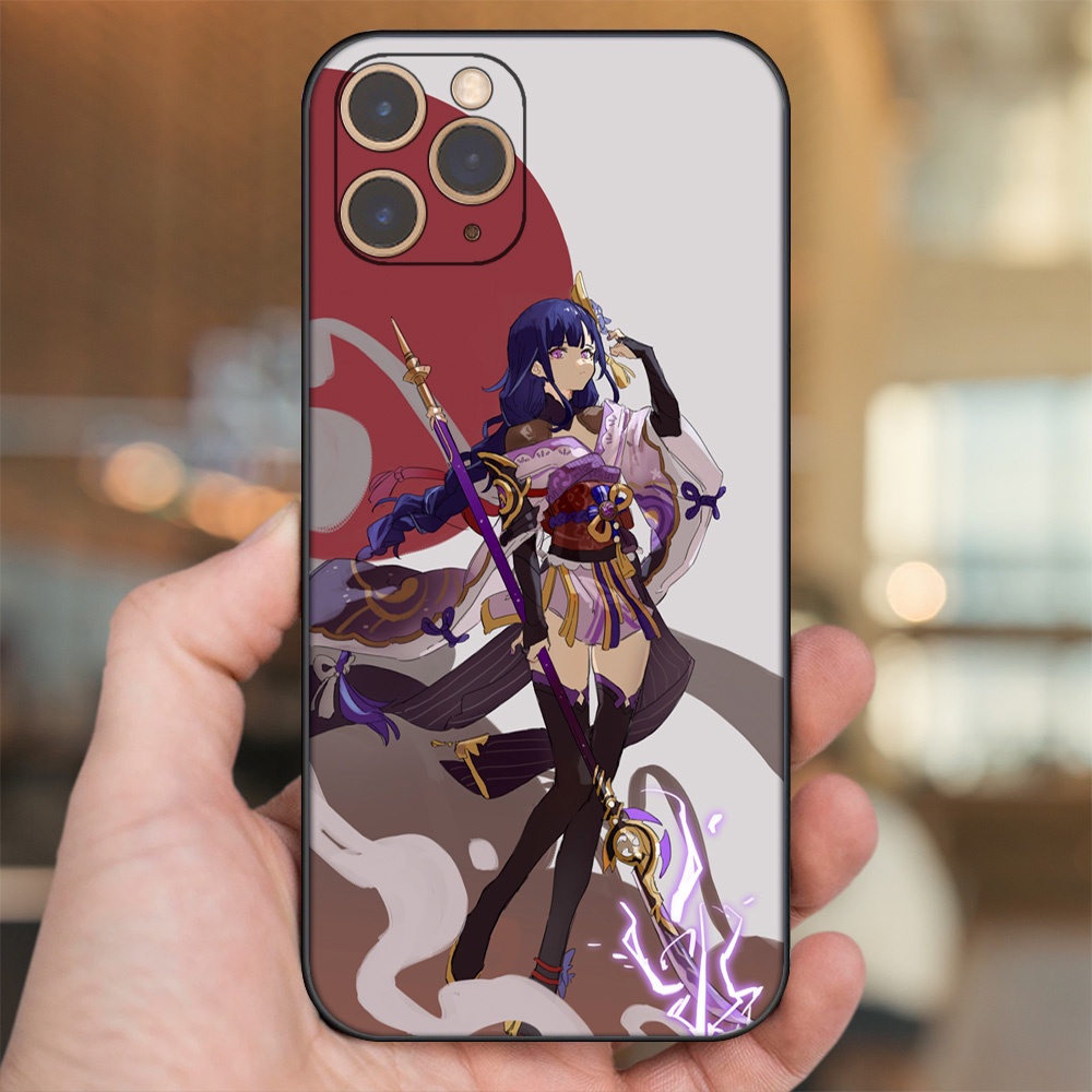 Ốp lưng iPhone 11 Pro dẻo đen cạnh vuông in hình Raiden Shogun Genshin Impact