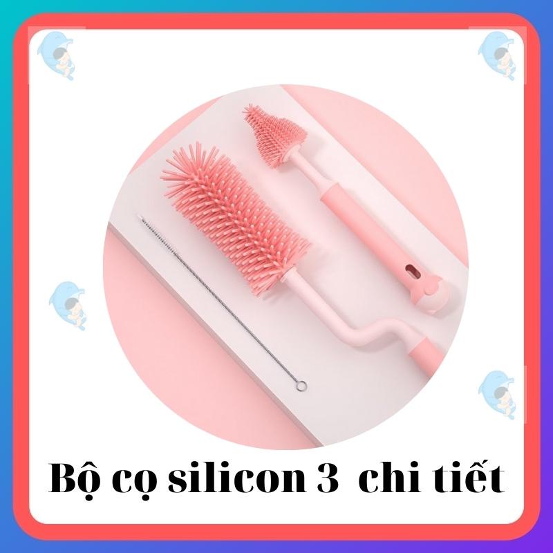 Bộ Cọ Rửa Bình Sữa Silicon Cao Cấp An Toàn 3 Chi Tiết Giúp Làm Sạch Và Loại Bỏ Vi Khuẩn