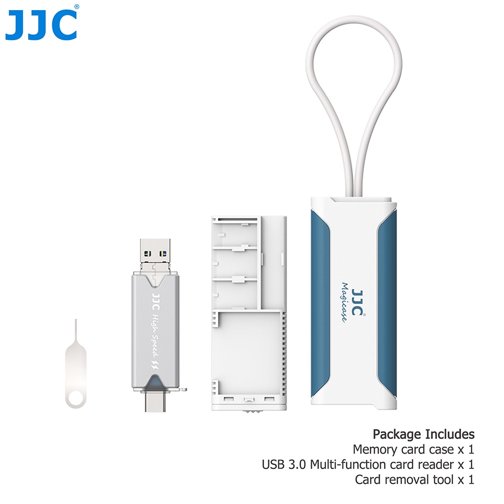 Đầu đọc đa thẻ JJC cho PC/điện thoại 3 trong 1  với hộp đựng thẻ nhớ cho SD MSD/TF