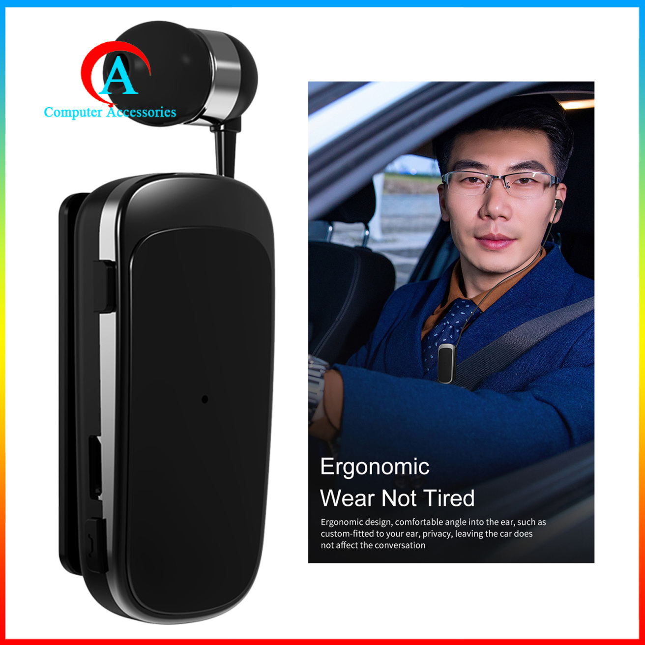 FINEBLUE Tai Nghe Bluetooth Cài Áo K52 Có Dây Rút