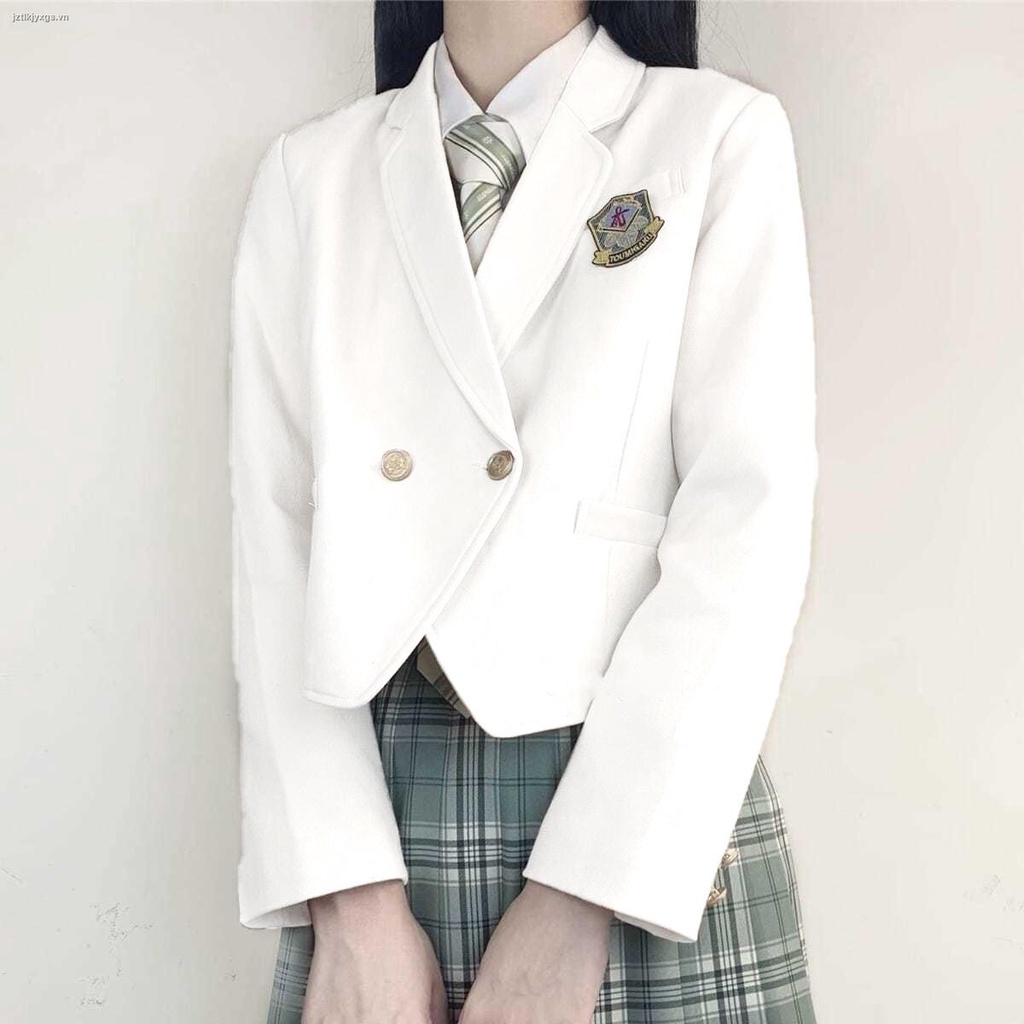 Áo khoác vest dáng ngắn màu đen thời trang xuân thu dành cho nữ sinh