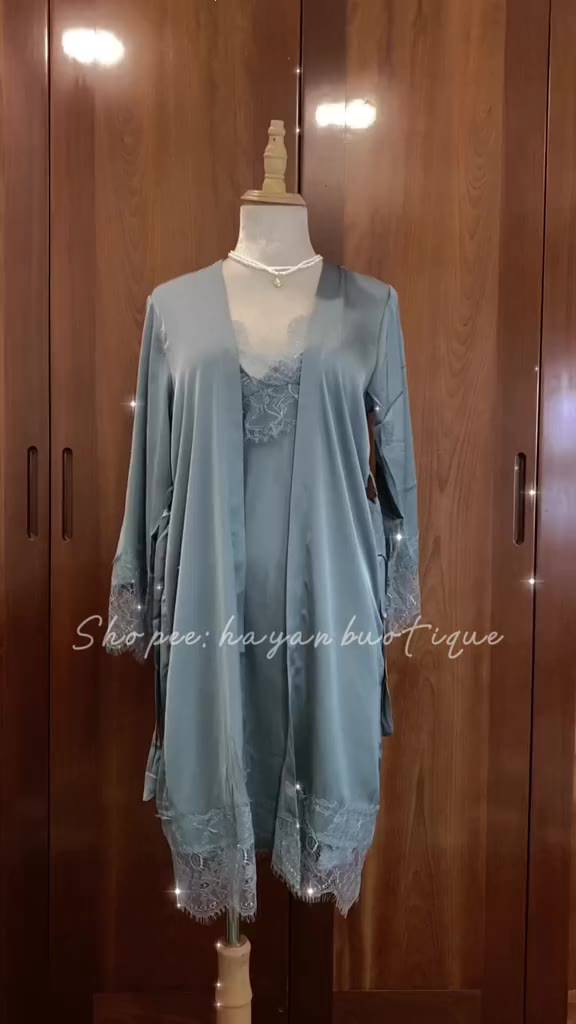 HT44 Set váy ngủ và áo choàng sexy ren ngực gợi cảm kèm ĐỆM LÓT viền ren HT44 MÚT | BigBuy360 - bigbuy360.vn