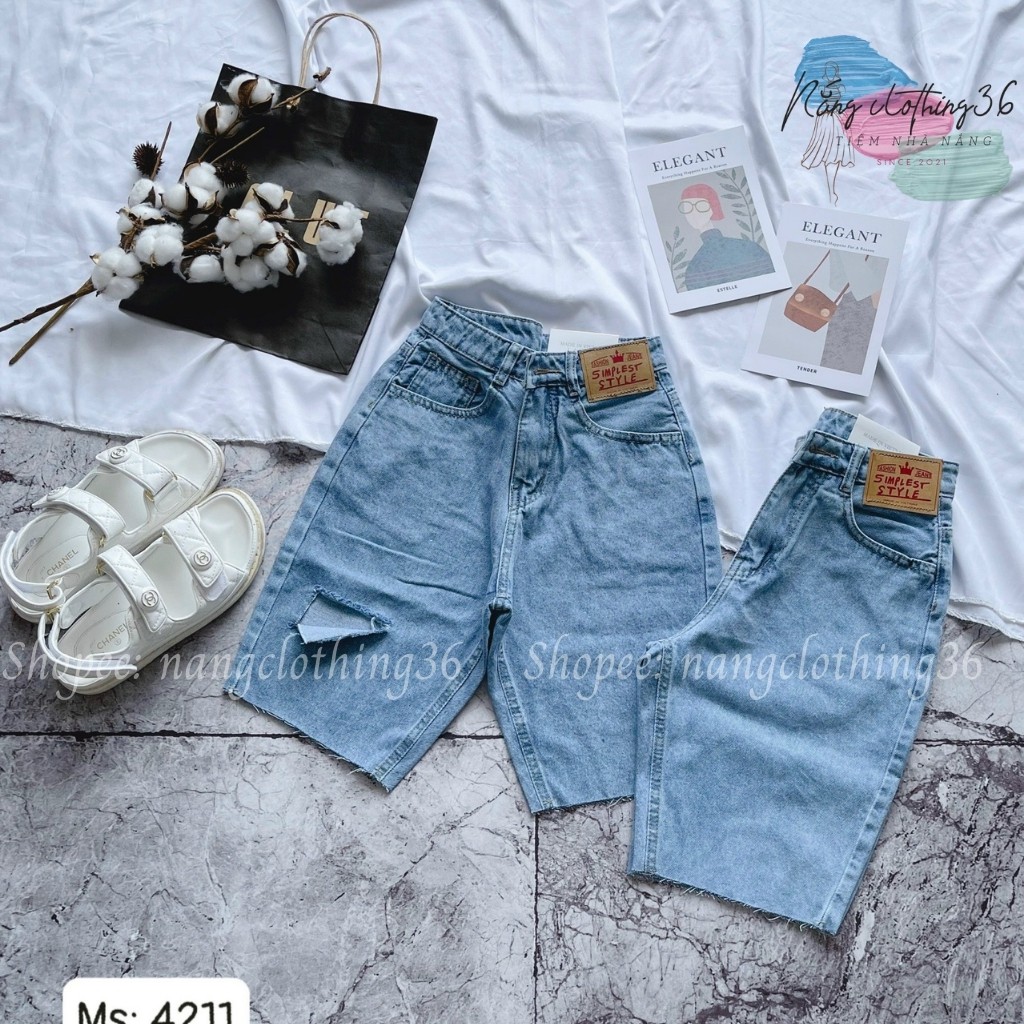 Quần Short Jean Nữ Ống Rộng Lưng Cao, Quần Jean Ngố Chất Jean Cotton Loại 1 MÃ 4211 [ ẢNH THẬT + VIDEO CẬN CHẤT]