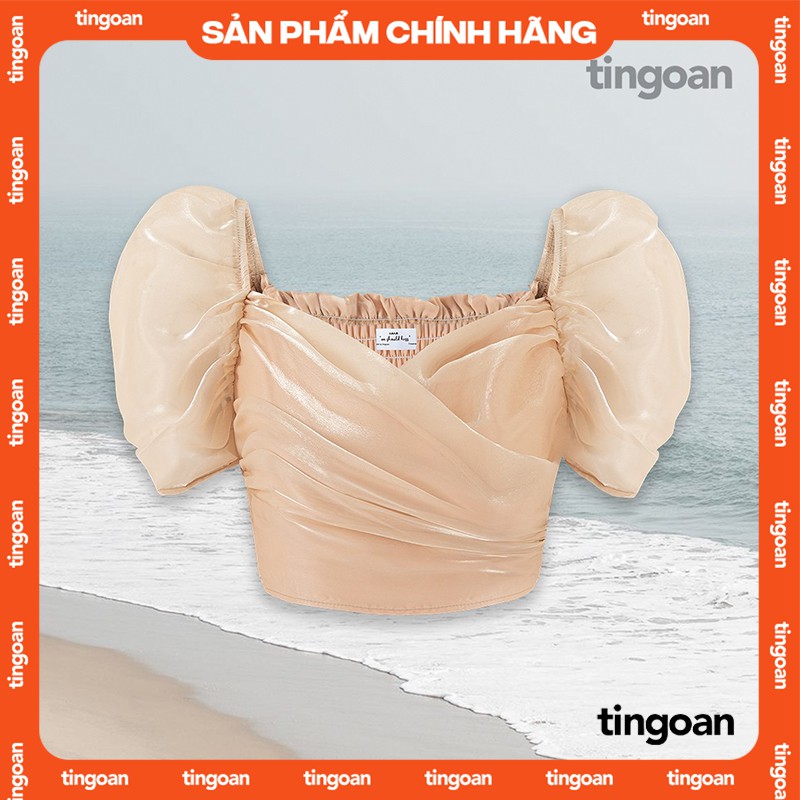 Áo croptop vạt chéo vai bông nude ALANIE TOP/ND