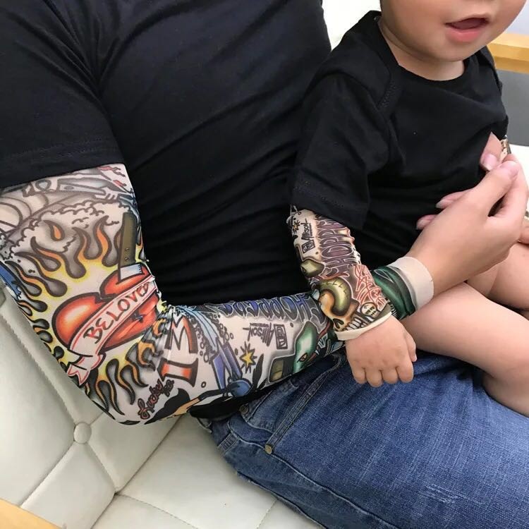 Áo thun cotton xăm 9-24kg cho bé trai Body tattoo trẻ em tay giả xăm
