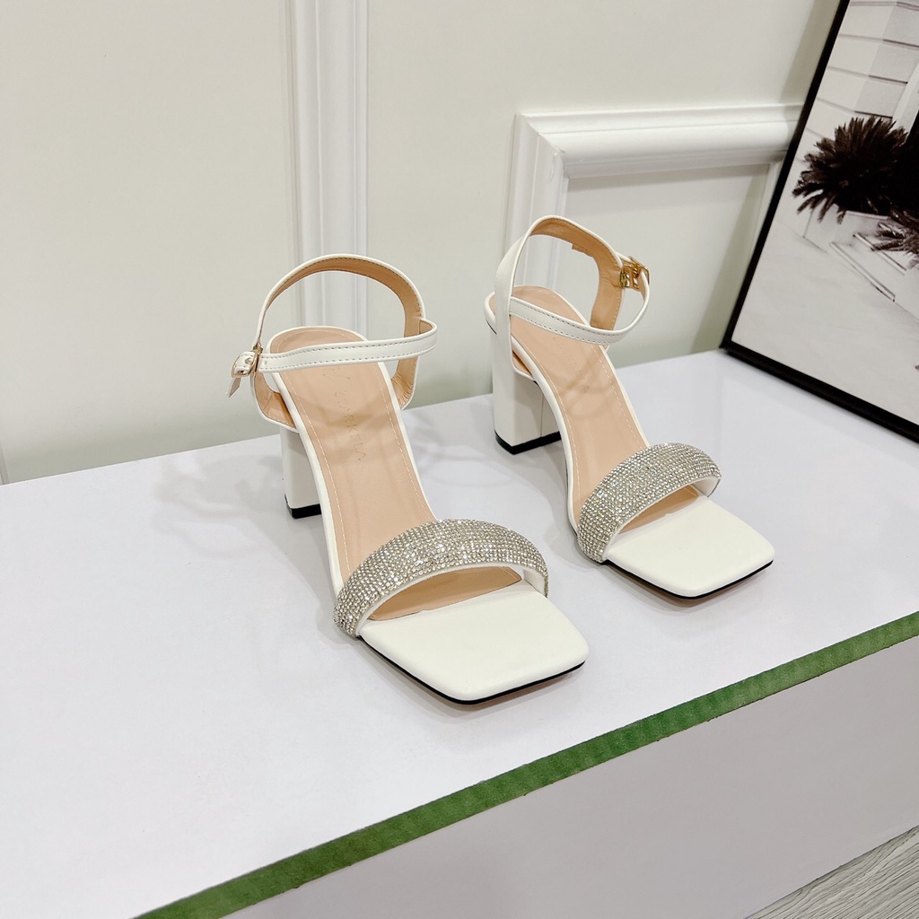 Sandal quai hậu bản xoàn gót vuông cao 9 phân chất da chuẩn đẹp mẫu mới Siêu Hot đi chơi đi làm cực xinh
