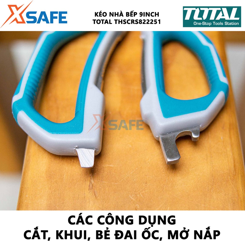 Kéo nhà bếp total THSCRS822251 225mm Dụng cụ cắt tỉa thép không gỉ, độ dày lưỡi 3.0mm, dùng cắt, khui, bẻ đai ốc, mở nắp