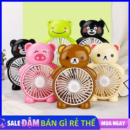 Quạt Cầm Tay Để Bàn Doremon/Kitty/Pikachu/Heo Hồng/ Ếch xanh D01 Mini Siêu Mát Đáng Yêu