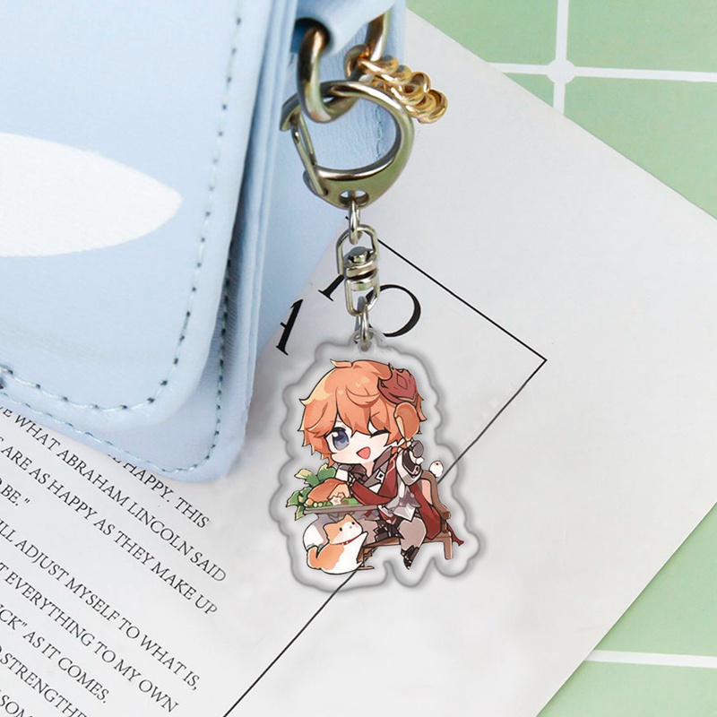 Móc chìa khóa họa tiết nhân vật trò chơi Genshin độc đáo dễ thương