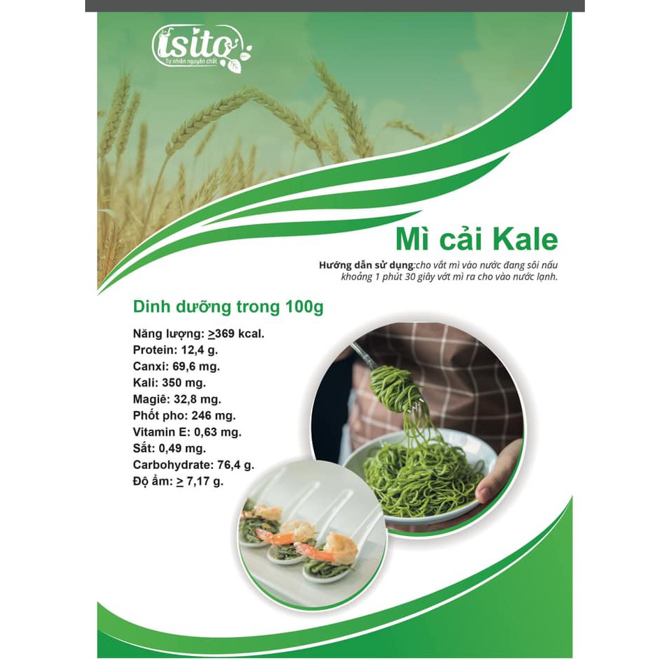 10 gói Mì Cải Kale Organic Isito Gói 500gr