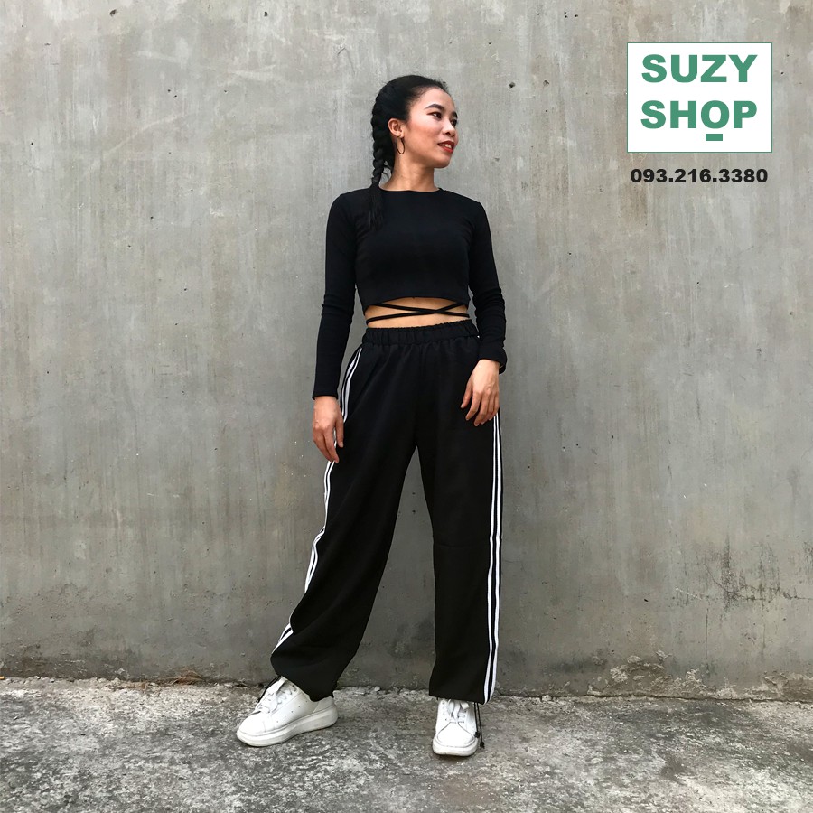 Áo Croptop Tay Dài, Áo Croptop Cột Dây Tôn Dáng Eo Đẹp - Chất Thun Dày Vừa Đảm Bảo Không Lộ Áo Trong | BigBuy360 - bigbuy360.vn