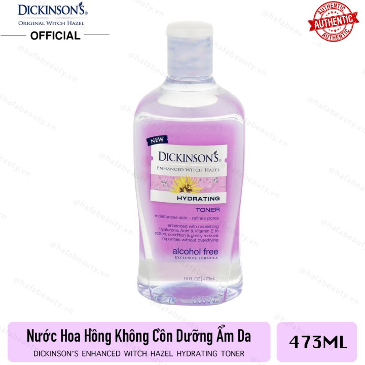 [Mã giảm giá] Nước hoa hồng không cồn DICKINSON'S Enhanced Witch Hazel Hydrating Toner 473ml (Dành cho da khô, da thường