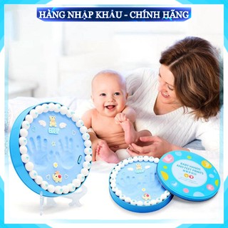 [FreeShip_Hàng Loại 1] Bộ khung hộp in dấu vân chân tay chân cho bé sơ sinh lưu dữ kỷ niệm bằng đất sét