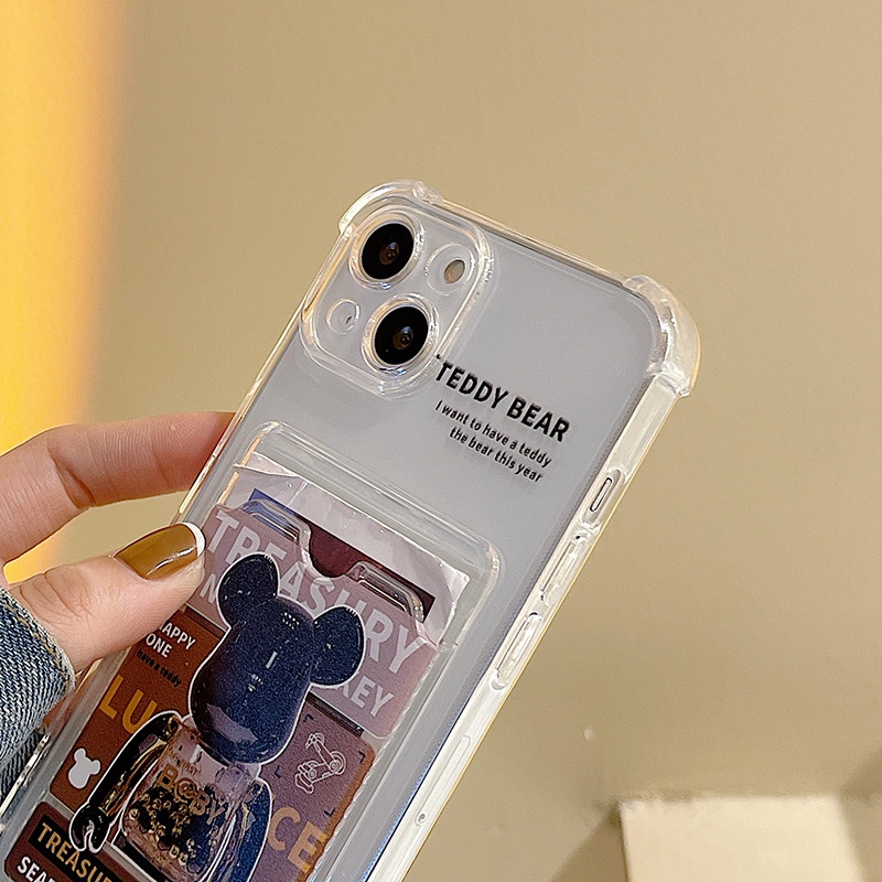 Ốp Điện Thoại Silicon TPU Mềm Trong Suốt Chống Sốc Có Ngăn Đựng Thẻ Cho Iphone 13 Pro Max 12 11 Pro Max Xs X Xr 6s Plus 8 7 Plus Se20