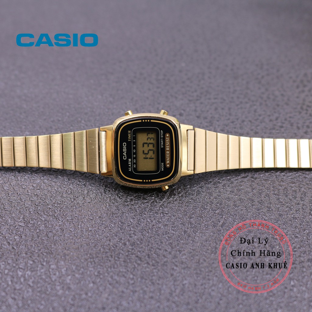 Đồng hồ điện tử nữ Casio LA670WGA-1DF dây kim loại