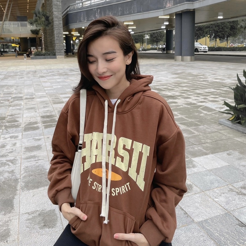 Áo hoodie nỉ bông HARSII màu TRẮNG/NÂU/XÁM CHÌ ❤️ Nam nữ unisex ❤️ Áo Khoác Hoodie form rộng Jaystoree
