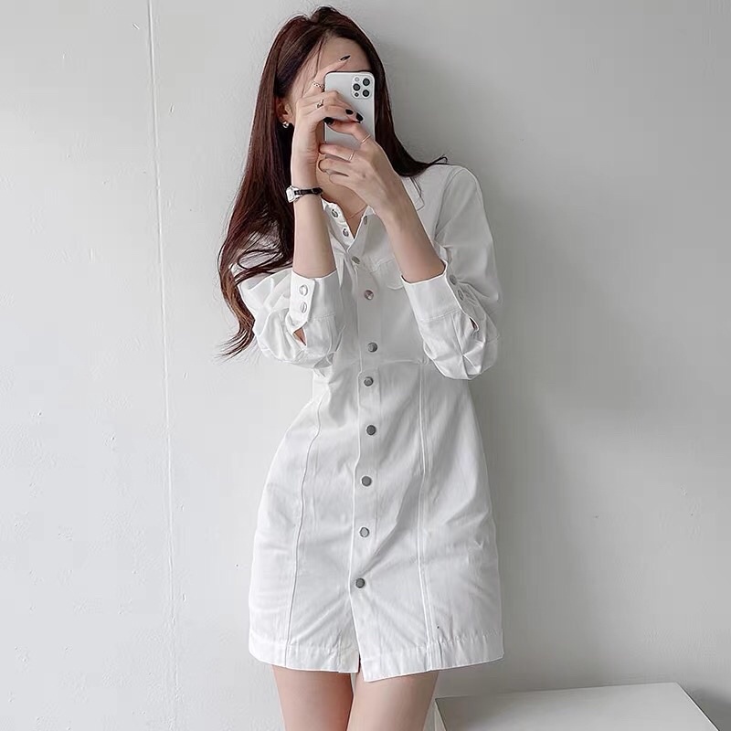 Đầm sơ mi nút bấm