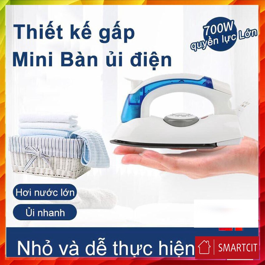 [Đồ Tiện ích] Bàn là ủi hơi nước HT258B gấp gọn mini cầm tay bàn ủi du lịch Iron siêu nhỏ Travel Iron T3A2