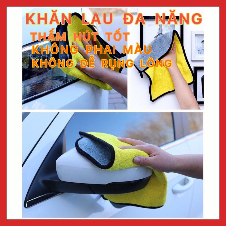 Khăn Lau Đa Năng 2 Lớp Chuyên Lau Ô Tô Xe Hơi Lau Bếp Lau Kính Lay Tay Hàng Dày Siêu Mềm Mịn Thấm Hút Không Đổ Lông