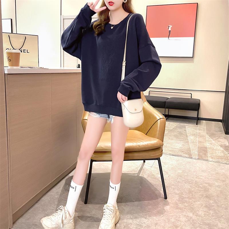 Áo thun nỉ tay dài dáng rộng phong cách Hàn Quốc hàng mới thời trang xuân thu 2021