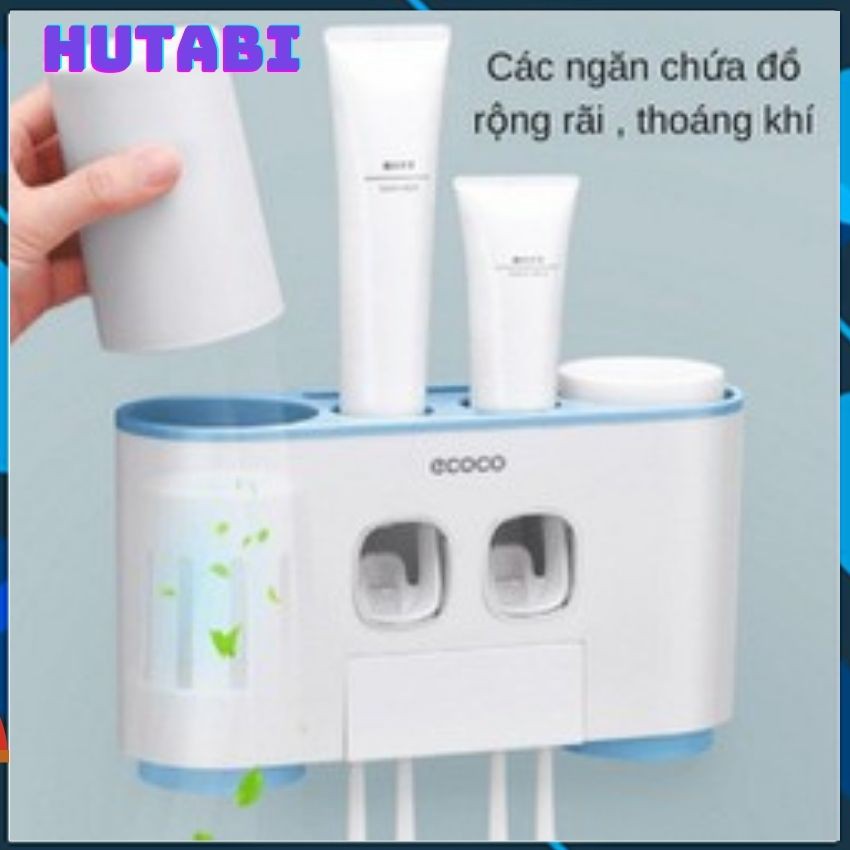 [ TỰ ĐỘNG ] Hộp Đựng Kem Đánh Răng, Bàn Chái Đánh Răng Treo Tường ECOCO hutabi hungzadung