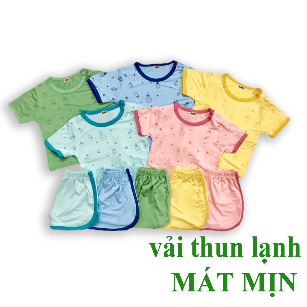 [Mã KIDSEOM giảm 5k đơn bất kỳ] Bộ Cộc Tay Quả Dứa Chất Thun Lạnh Mềm Mát Cho Bé QATE665