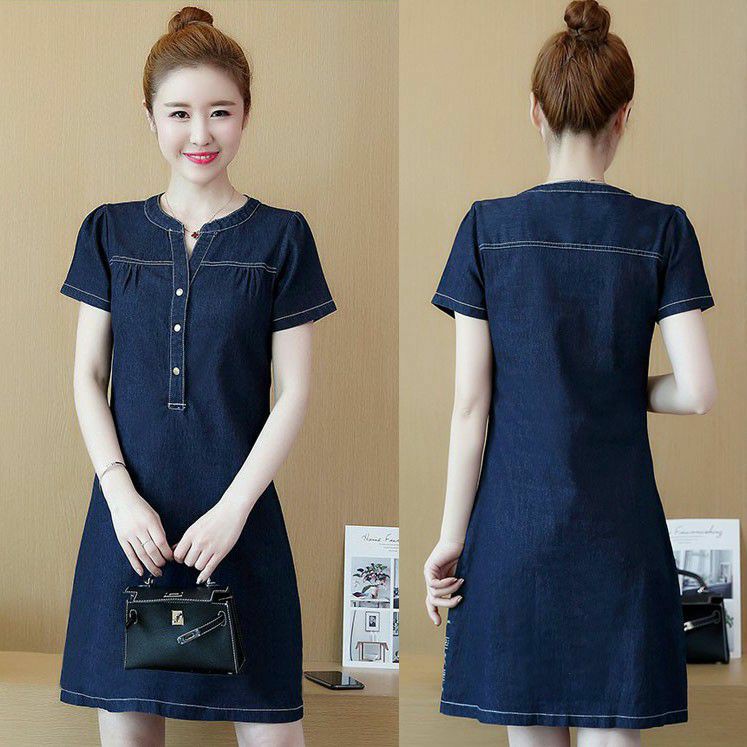 ĐẦM JEAN SUÔNG CỔ TRỤ DÀNH CHO NGƯỜI BÉO BỤNG