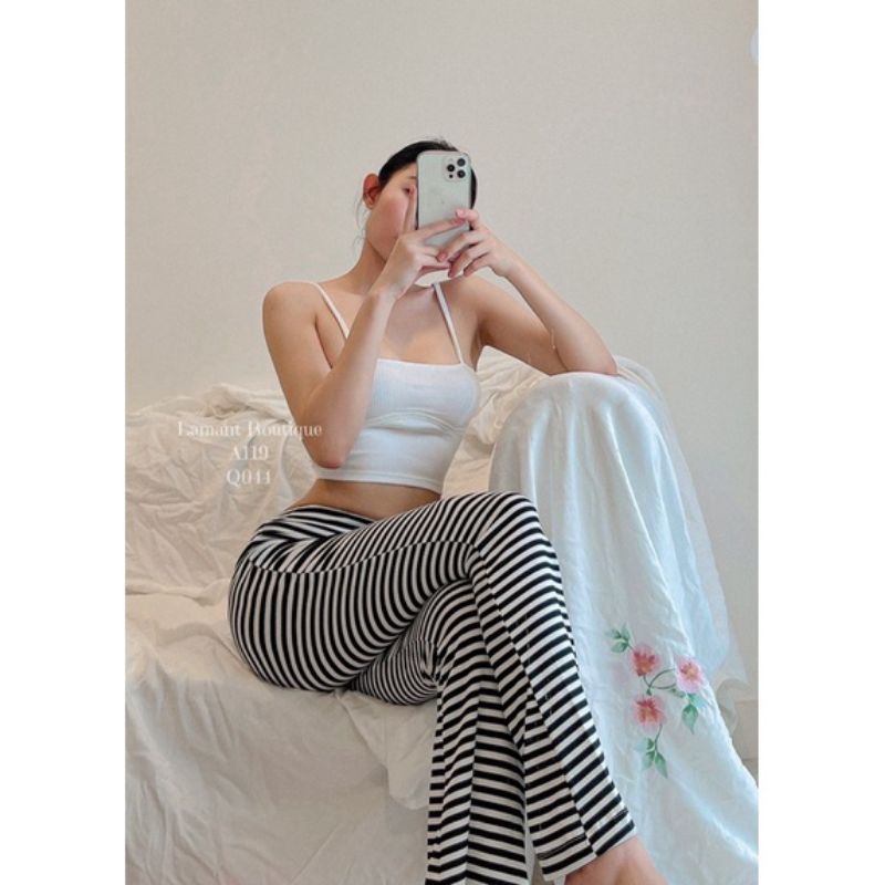 Quần ống loe cạp cao kèm áo siêu hot