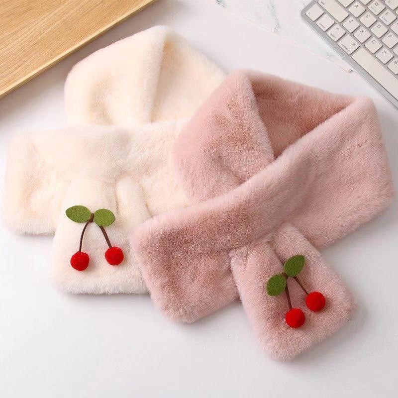 Khăn lông quàng cổ quả cherry dành cho bé gái cực dễ thương mã T42