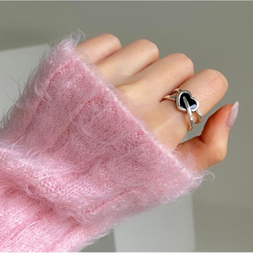 Nhẫn Đeo Tay Kim Loại Hình Trái Tim Phong Cách Retro Cá Tính