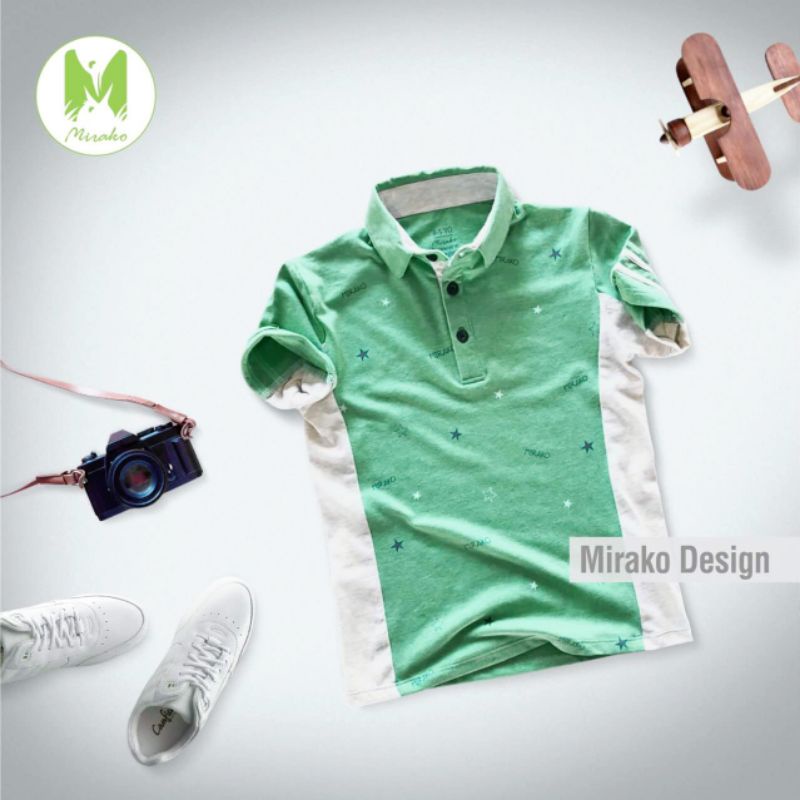 Áo thun phông polo cộc tay cổ trụ cho bé trai MIRAKO hàng xuất xịn 100% cotton mềm mịn mát từ 1 đến 6 tuổi