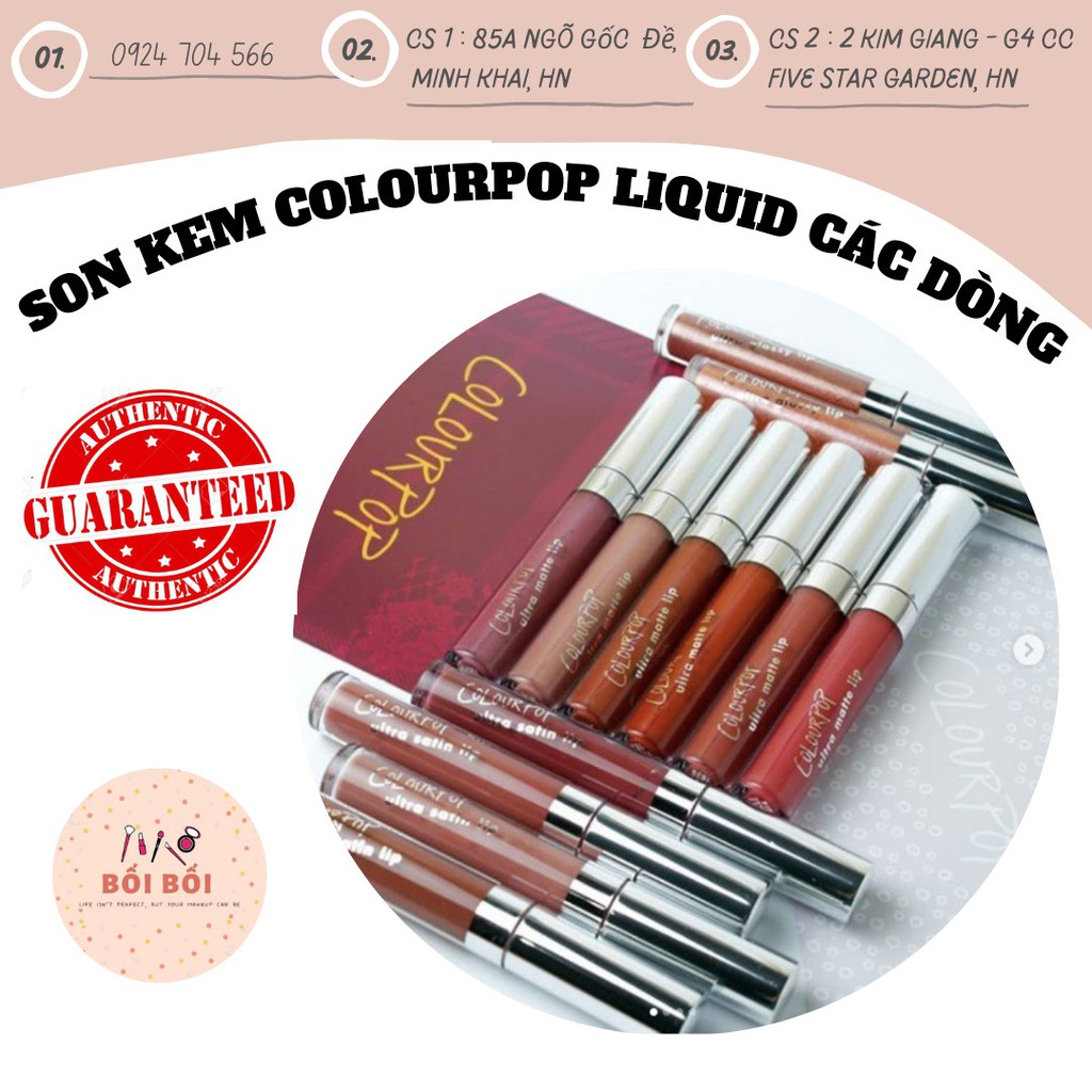 (LUÔN HỎI KHO TRƯỚC KHI ĐẶT) ( SALE) SON KEM COLOURPOP (Mỗi màu có mẫu vỏ hộp riêng mới nhất )