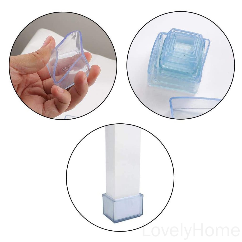 Set 4 miếng bọc chân bàn ghế bằng cao su hình vuông tiện dụng