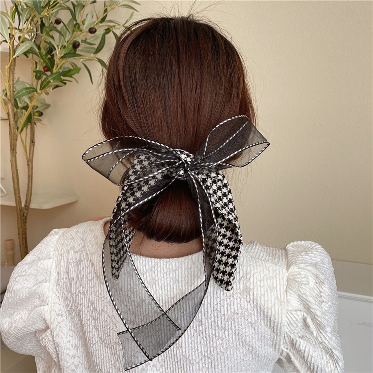 Kẹp Tóc Hình Nơ Phối Ren Màu Trắng Đen Thời Trang Cho Nữ