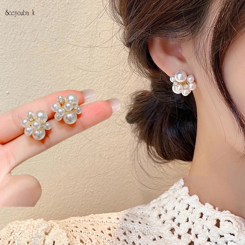 1 Đôi Bông Tai Hình Pháo Hoa Đính Ngọc Trai Nhân Tạo Thời Trang Đơn Giản Dành Cho Nữ