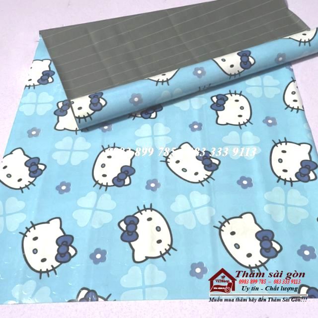 [2mx0.5m] THẢM SIMILI HELLO KITTY MÀU XANH KHỔ 2M