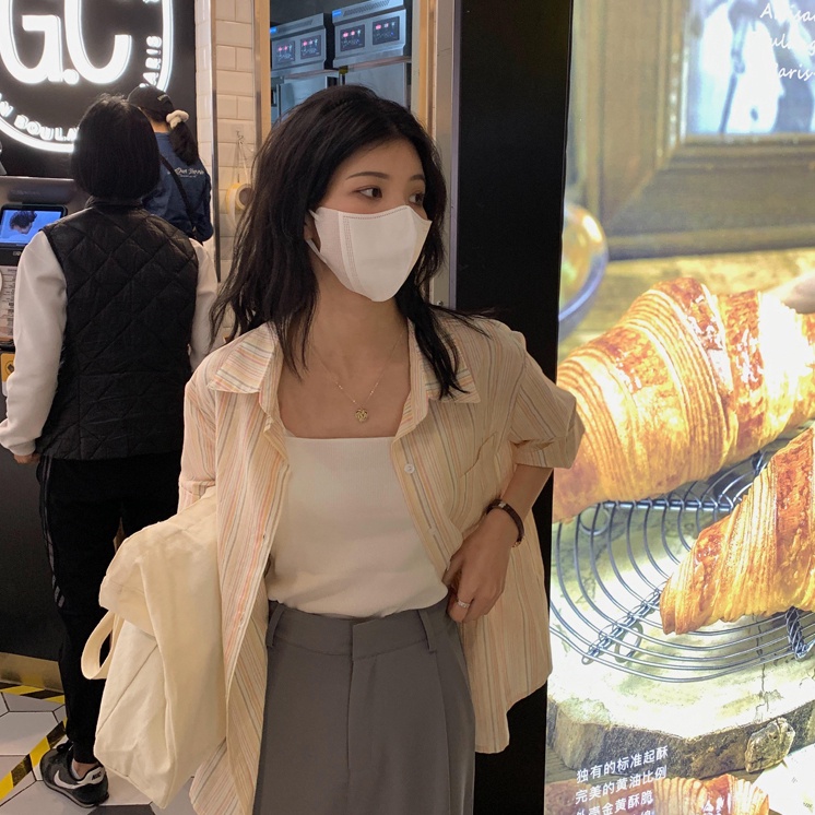 Áo Sơ Mi Tay Ngắn Dáng Rộng Họa Tiết Kẻ Sọc Đơn Giản Thời Trang Mùa Hè Cho Nữ