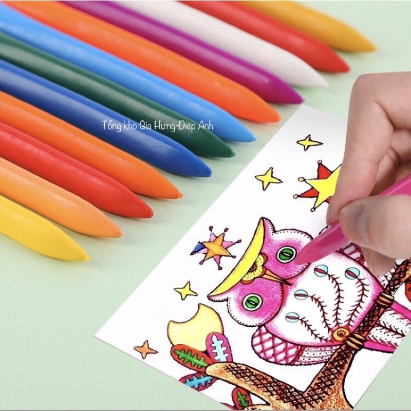 Bộ Màu Hữu Cơ 24 Cây An Toàn - Sáng Tạo Cho Bé-Không Độc Hại, Không Gãy Vụn, Không Vấy Bẩn