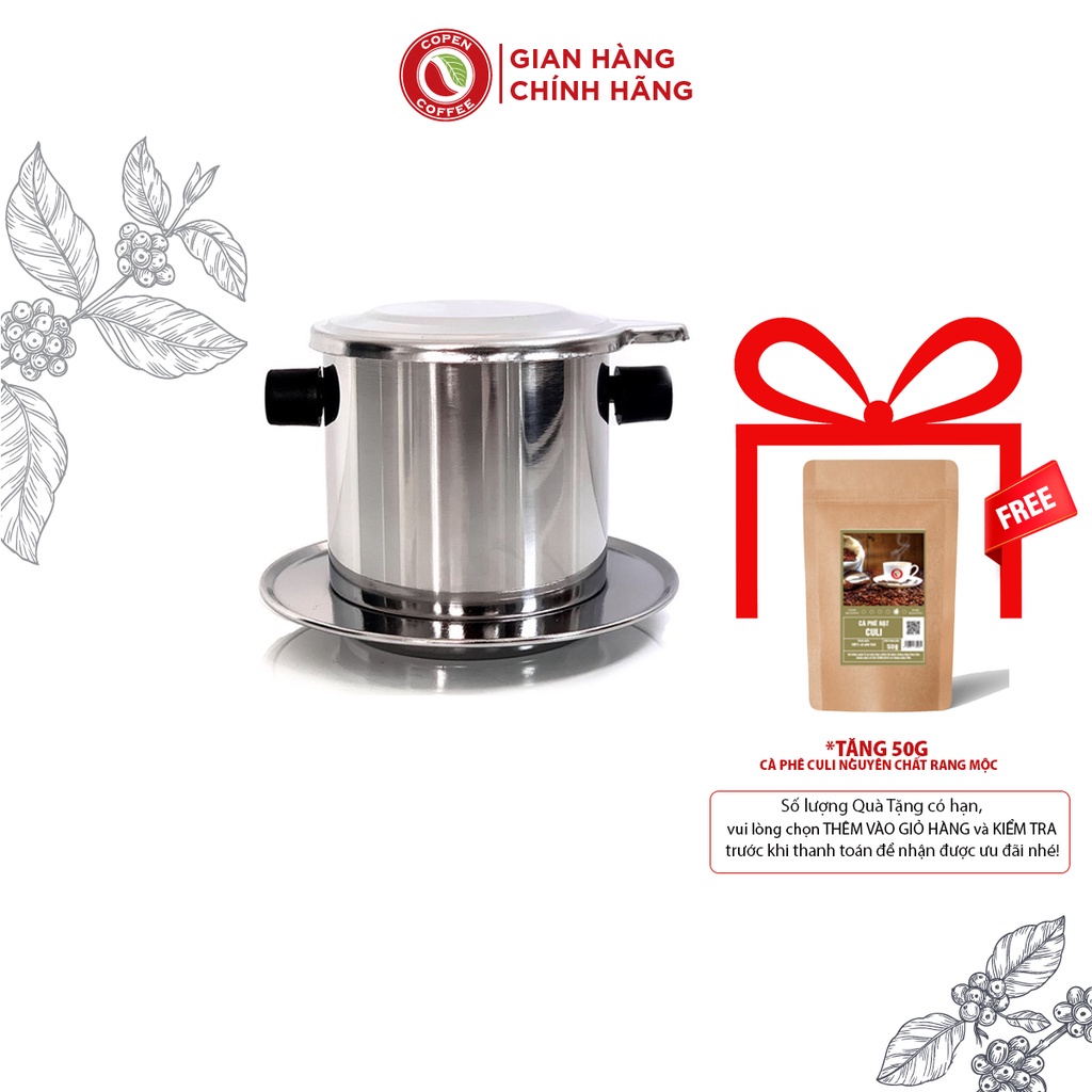 Phin Pha Cà Phê Inox - Tặng kèm cà phê Culi nguyên chất Copen Coffee - đậm đà, hậu vị thơm sâu